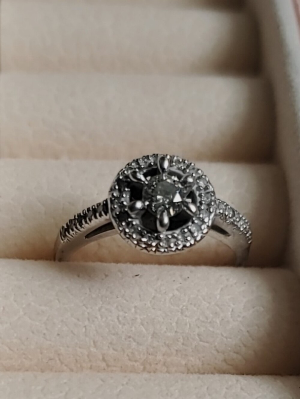 10K White Gold 0.33 CTW Natural Diamond Engagement or Self-Love Halo Pave Ring
